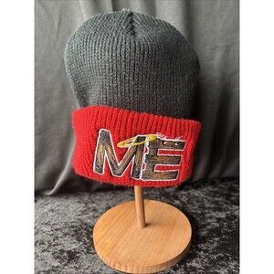 M Effort Beanie ME K&B Acrylic Black Red Logo